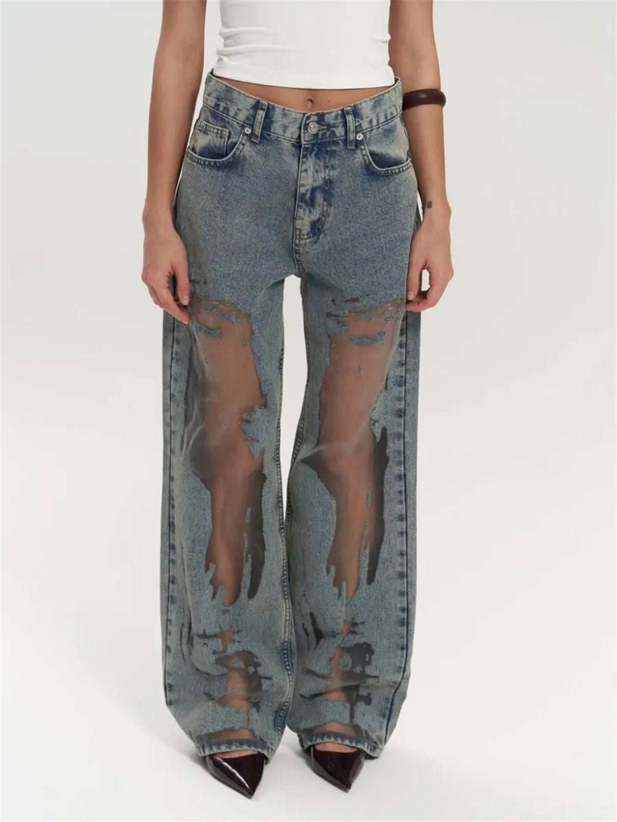 Gradient Straight-Leg Jeans (Single Piece)