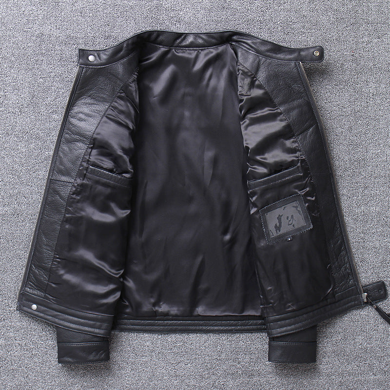 Men's Genuine Leather Motorcycle Jacket - Slim Fit Design