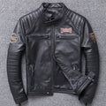Men's Genuine Leather Motorcycle Jacket - Slim Fit Design